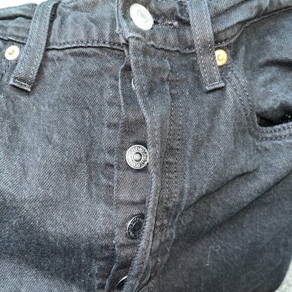 LEVI'S BIG E RIBCAGE STRAIGHT MIDNIGHT BLACK WASH BUTTON FLY JEANS - W27 - Picture 13 of 13